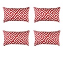 Red -12x20 4-piece Decorative Throw Pillow Cover Greek Key Square & Lumbar for Couch, Bedding