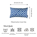 Blue - 12x20 2-piece Decorative Throw Pillow Cover Greek Key Square & Lumbar for Couch, Bedding