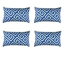 Blue - 12x20 4-piece Decorative Throw Pillow Cover Greek Key Square & Lumbar for Couch, Bedding