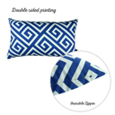 Blue - 12x20 4-piece Decorative Throw Pillow Cover Greek Key Square & Lumbar for Couch, Bedding