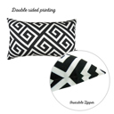 Black - 12x20 Single Decorative Throw Pillow Cover Greek Key Square & Lumbar for Couch, Bedding
