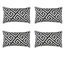Black - 12x20 4-piece Decorative Throw Pillow Cover Greek Key Square & Lumbar for Couch, Bedding
