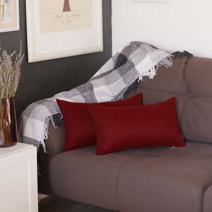 Honey Set of 2 Decorative Throw Pillow Cover Solid Color Lumbar & Square Pillowcase for Couch, Bedding