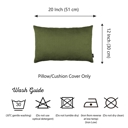 Fern Green 12X20" Honey Set of 2 Decorative Throw Pillow Cover Solid Color Lumbar & Square Pillowcase for Couch, Bedding