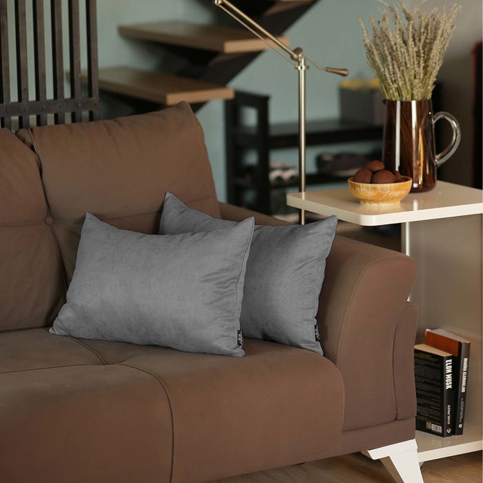 Honey Set of 2 Decorative Throw Pillow Cover Solid Color Lumbar & Square Pillowcase for Couch, Bedding