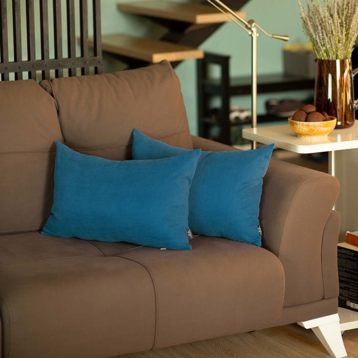 Honey Set of 2 Decorative Throw Pillow Cover Solid Color Lumbar & Square Pillowcase for Couch, Bedding