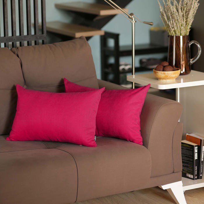 Honey Set of 2 Decorative Throw Pillow Cover Solid Color Lumbar & Square Pillowcase for Couch, Bedding
