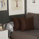 Brown 18X18" Honey Set of 2 Decorative Throw Pillow Cover Solid Color Lumbar & Square Pillowcase for Couch, Bedding