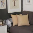 Beige 18X18" Honey Set of 2 Decorative Throw Pillow Cover Solid Color Lumbar & Square Pillowcase for Couch, Bedding