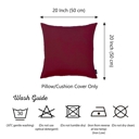 Claret Red 20X20" Honey Set of 2 Decorative Throw Pillow Cover Solid Color Lumbar & Square Pillowcase for Couch, Bedding