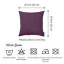Purple 20X20" Honey Set of 2 Decorative Throw Pillow Cover Solid Color Lumbar & Square Pillowcase for Couch, Bedding