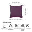 Purple 22X22" Honey Set of 2 Decorative Throw Pillow Cover Solid Color Lumbar & Square Pillowcase for Couch, Bedding