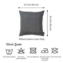 Gray 22X22" Honey Set of 2 Decorative Throw Pillow Cover Solid Color Lumbar & Square Pillowcase for Couch, Bedding