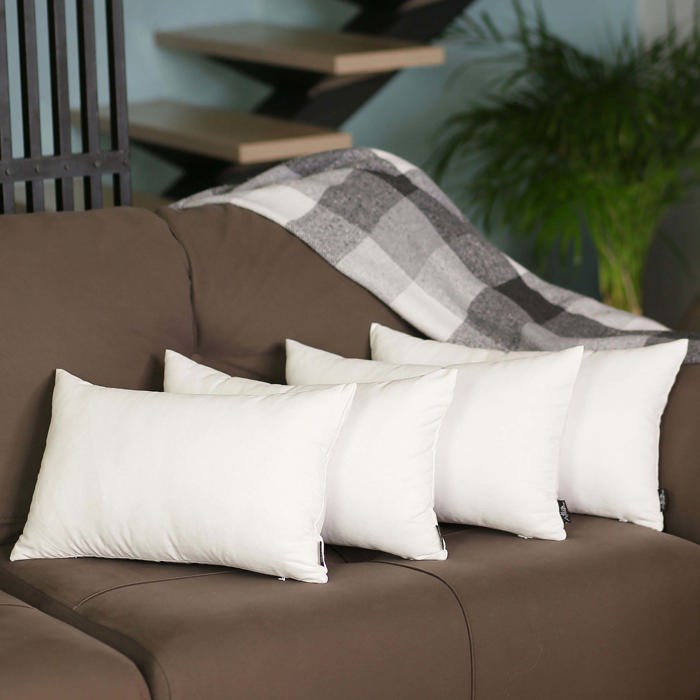 Honey Set of 4 Decorative Throw Pillow Cover Solid Color Lumbar & Square Pillowcase for Couch, Bedding