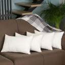 White 12X20" Honey Set of 4 Decorative Throw Pillow Cover Solid Color Lumbar & Square Pillowcase for Couch, Bedding