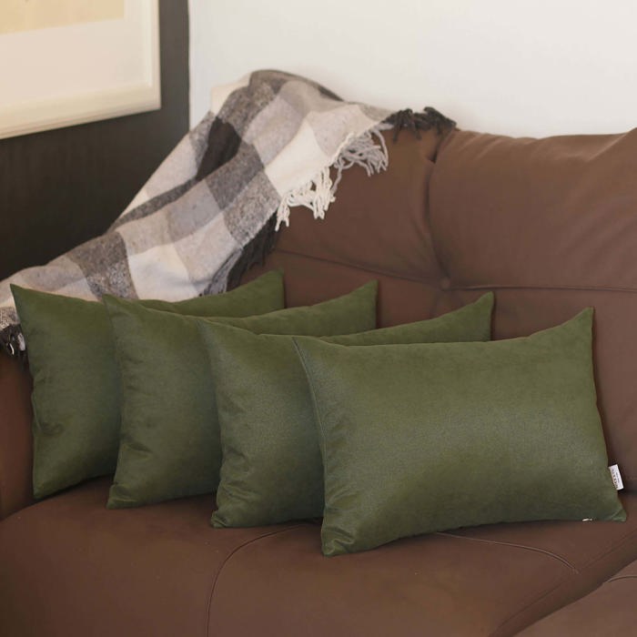 Honey Set of 4 Decorative Throw Pillow Cover Solid Color Lumbar & Square Pillowcase for Couch, Bedding