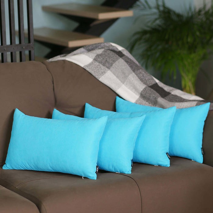 Honey Set of 4 Decorative Throw Pillow Cover Solid Color Lumbar & Square Pillowcase for Couch, Bedding