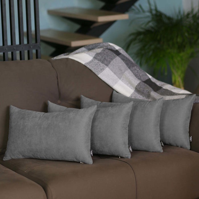 Honey Set of 4 Decorative Throw Pillow Cover Solid Color Lumbar & Square Pillowcase for Couch, Bedding