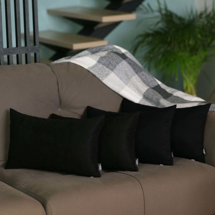 Honey Set of 4 Decorative Throw Pillow Cover Solid Color Lumbar & Square Pillowcase for Couch, Bedding