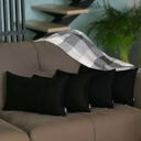 Black 12X20" Honey Set of 4 Decorative Throw Pillow Cover Solid Color Lumbar & Square Pillowcase for Couch, Bedding