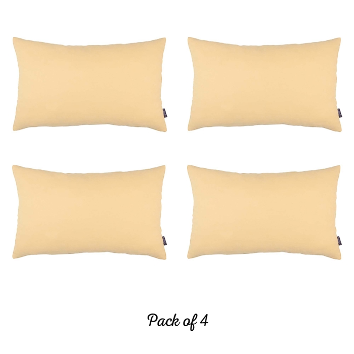 Honey Set of 4 Decorative Throw Pillow Cover Solid Color Lumbar & Square Pillowcase for Couch, Bedding