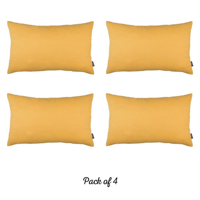 Honey Set of 4 Decorative Throw Pillow Cover Solid Color Lumbar & Square Pillowcase for Couch, Bedding