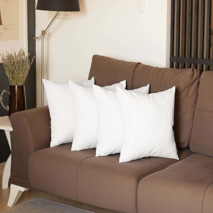 Honey Set of 4 Decorative Throw Pillow Cover Solid Color Lumbar & Square Pillowcase for Couch, Bedding