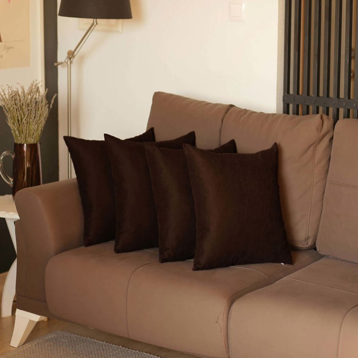 Honey Set of 4 Decorative Throw Pillow Cover Solid Color Lumbar & Square Pillowcase for Couch, Bedding