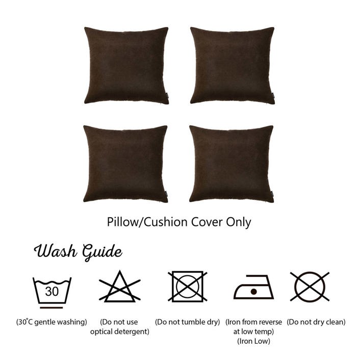 Honey Set of 4 Decorative Throw Pillow Cover Solid Color Lumbar & Square Pillowcase for Couch, Bedding