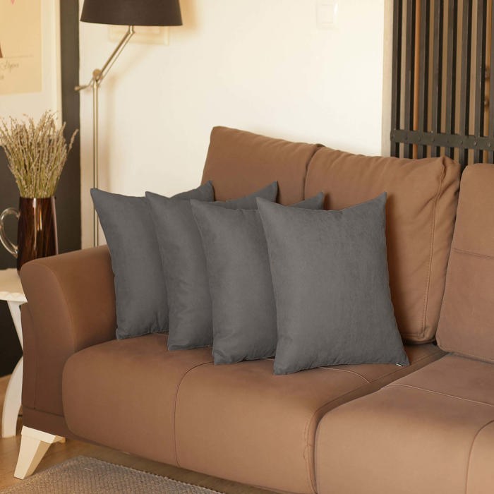Honey Set of 4 Decorative Throw Pillow Cover Solid Color Lumbar & Square Pillowcase for Couch, Bedding