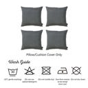 Gray 18X18" Honey Set of 4 Decorative Throw Pillow Cover Solid Color Lumbar & Square Pillowcase for Couch, Bedding