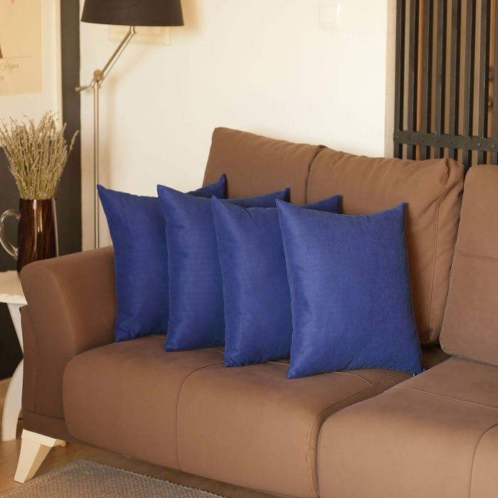 Honey Set of 4 Decorative Throw Pillow Cover Solid Color Lumbar & Square Pillowcase for Couch, Bedding