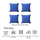 Sapphire Blue 18X18" Honey Set of 4 Decorative Throw Pillow Cover Solid Color Lumbar & Square Pillowcase for Couch, Bedding