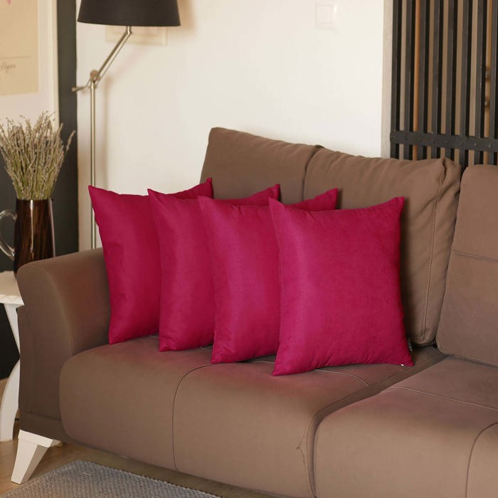 Honey Set of 4 Decorative Throw Pillow Cover Solid Color Lumbar & Square Pillowcase for Couch, Bedding