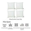 White 20X20" Honey Set of 4 Decorative Throw Pillow Cover Solid Color Lumbar & Square Pillowcase for Couch, Bedding