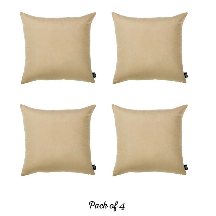 Honey Set of 4 Decorative Throw Pillow Cover Solid Color Lumbar & Square Pillowcase for Couch, Bedding