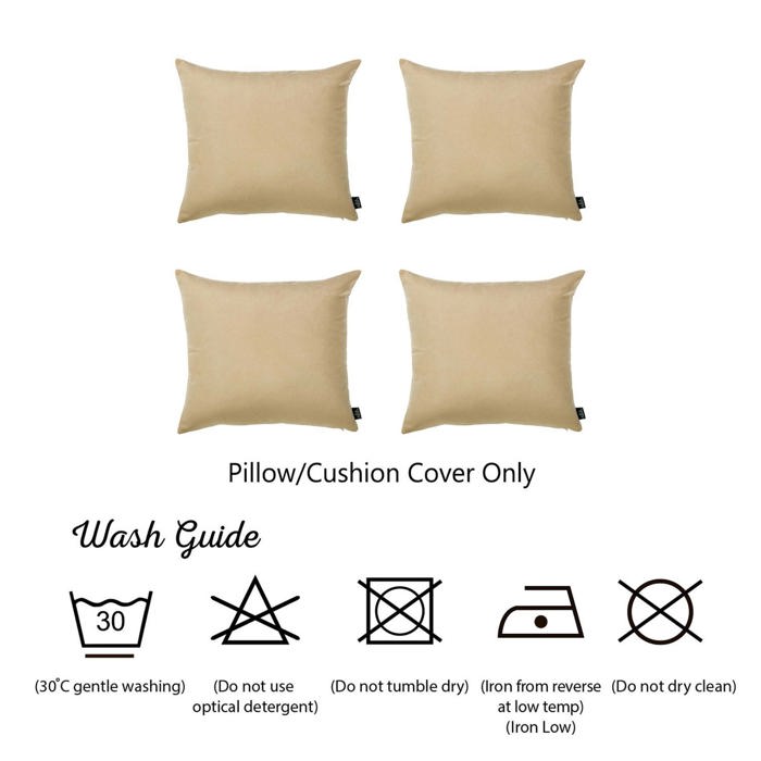 Honey Set of 4 Decorative Throw Pillow Cover Solid Color Lumbar & Square Pillowcase for Couch, Bedding