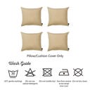 Beige 20X20" Honey Set of 4 Decorative Throw Pillow Cover Solid Color Lumbar & Square Pillowcase for Couch, Bedding