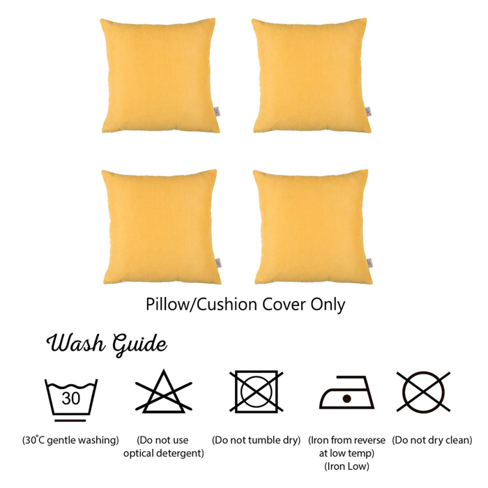 Honey Set of 4 Decorative Throw Pillow Cover Solid Color Lumbar & Square Pillowcase for Couch, Bedding
