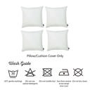 White 22X22" Honey Set of 4 Decorative Throw Pillow Cover Solid Color Lumbar & Square Pillowcase for Couch, Bedding