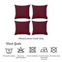 Claret Red 22X22" Honey Set of 4 Decorative Throw Pillow Cover Solid Color Lumbar & Square Pillowcase for Couch, Bedding