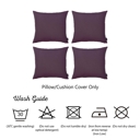 Purple 22X22" Honey Set of 4 Decorative Throw Pillow Cover Solid Color Lumbar & Square Pillowcase for Couch, Bedding
