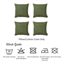 Fern Green 22X22" Honey Set of 4 Decorative Throw Pillow Cover Solid Color Lumbar & Square Pillowcase for Couch, Bedding