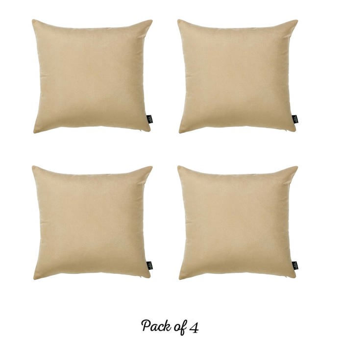 Honey Set of 4 Decorative Throw Pillow Cover Solid Color Lumbar & Square Pillowcase for Couch, Bedding