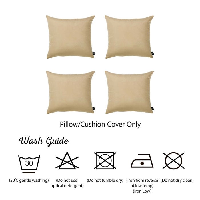 Honey Set of 4 Decorative Throw Pillow Cover Solid Color Lumbar & Square Pillowcase for Couch, Bedding