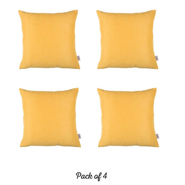 Honey Set of 4 Decorative Throw Pillow Cover Solid Color Lumbar & Square Pillowcase for Couch, Bedding