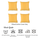 Yellow 22X22" Honey Set of 4 Decorative Throw Pillow Cover Solid Color Lumbar & Square Pillowcase for Couch, Bedding