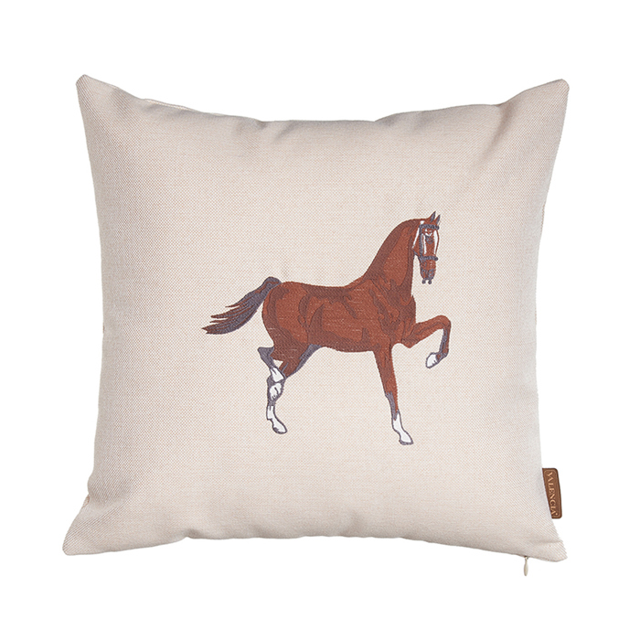 Country Embroidered Horse Boho Throw Pillow Cover Solid Beige & Brown Square & Lumbar for Couch, Bedding