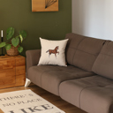 18X18" Single Country Embroidered Horse Boho Throw Pillow Cover Solid Beige & Brown Square & Lumbar for Couch, Bedding