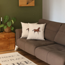 18X18" 2-piece Country Embroidered Horse Boho Throw Pillow Cover Solid Beige & Brown Square & Lumbar for Couch, Bedding